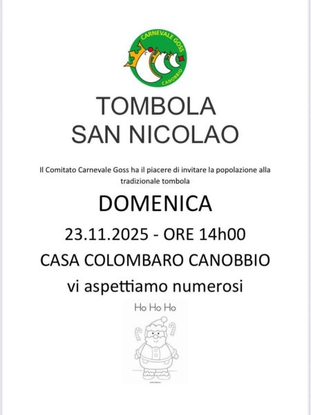 Carnevale Goss - Tombola San Nicolao Casa Colombaro ore 14:00