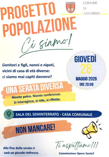 Progetto Popolazione - Commissione Opere Sociali - Sala -1 Casa Comunale
